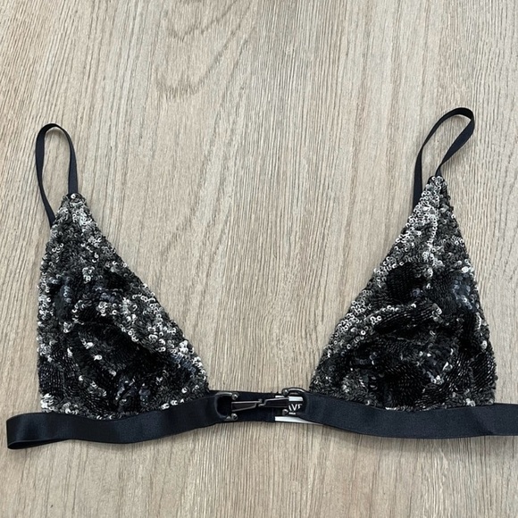 $295 Avery Rose Lingerie Medium Roxy Bralette Bra Hand Beaded Sequin 32-34 B/C - Picture 3 of 8